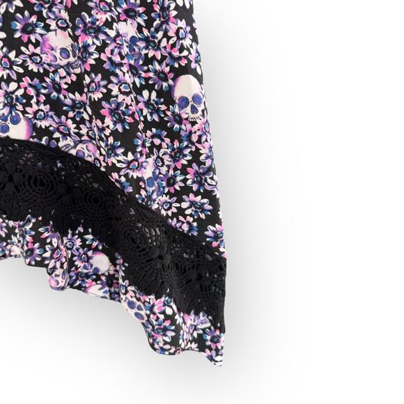 HOT TOPIC Ladies Purple Skull Flower Sleeveless Tank Top NWT | Sz S Punk Emo Alt - Picture 5 of 7